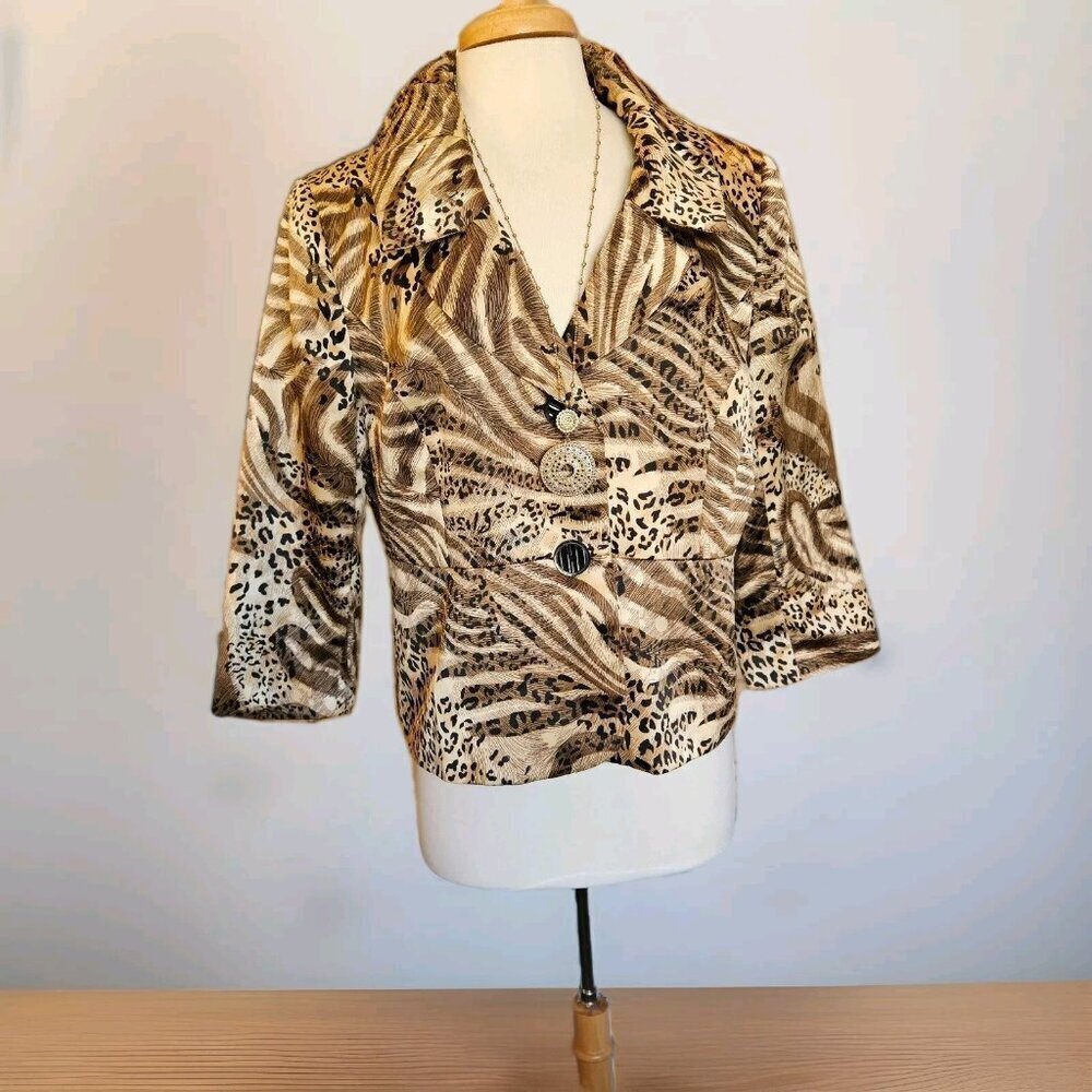 Isabella Suits Animal Print Blazer 16 - Mob Wife Cheetah Zebra Print Jacket L - Picture 2 of 11